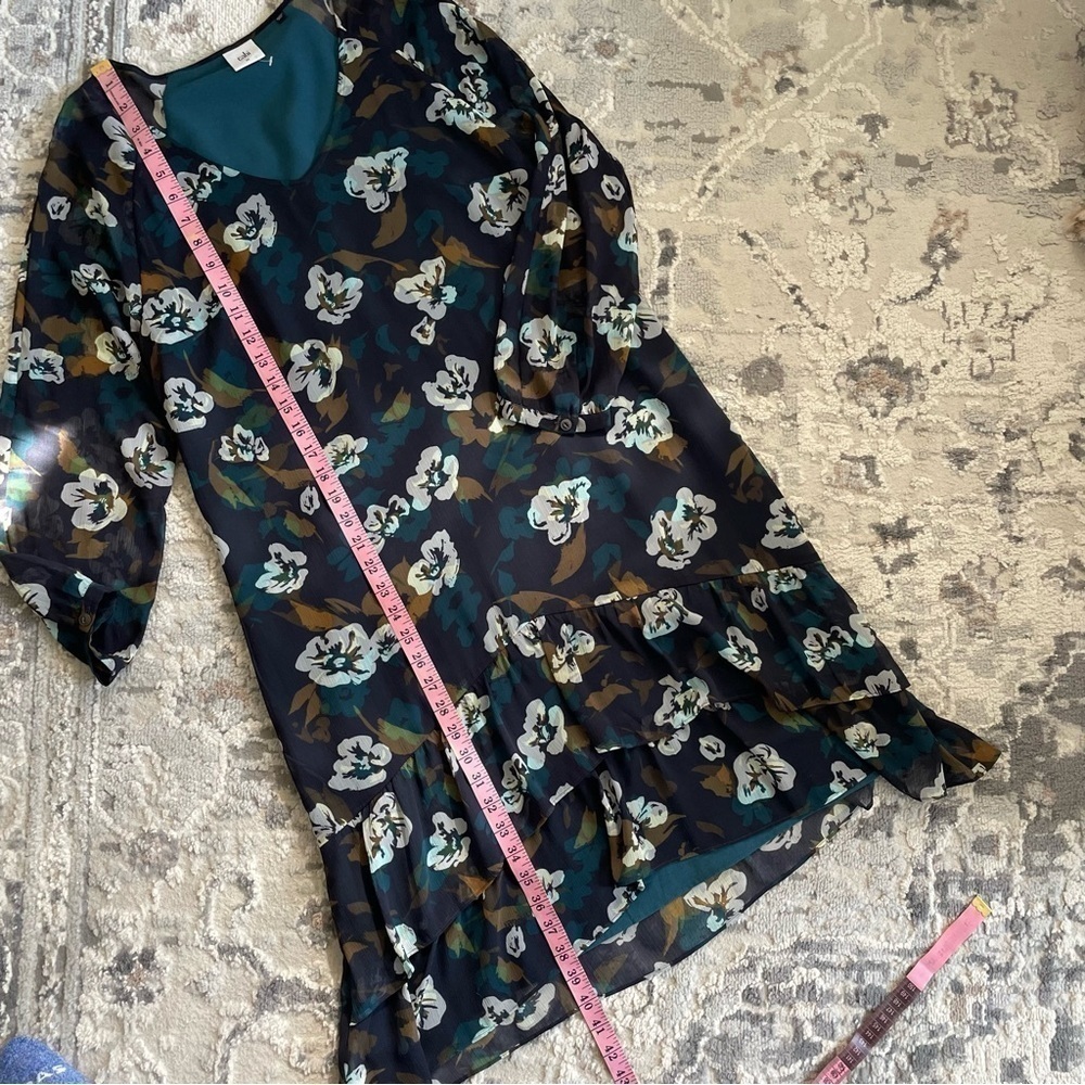 CAbi |โ Floral Blue & Tan Sheath Dress, medium - Picture 10 of 10